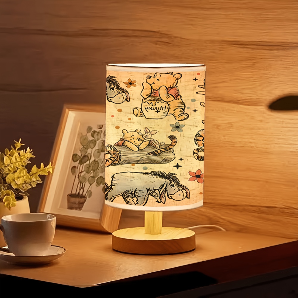     cartoon wooden base table lamp with linen shade usb powered suitable for bedroom and living room decor perfect gift for   Product details 5