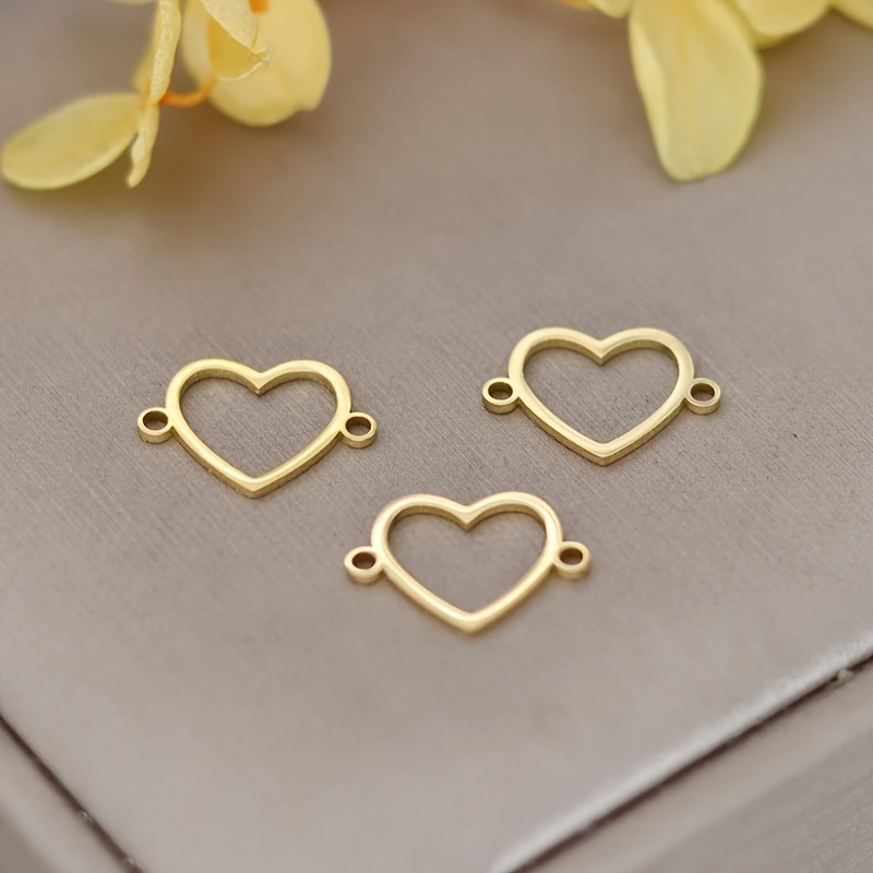 3pcs Love Stainless Steel Connector Pendant Craft Necklace Charms For Jewelry Making Bracelets Additions