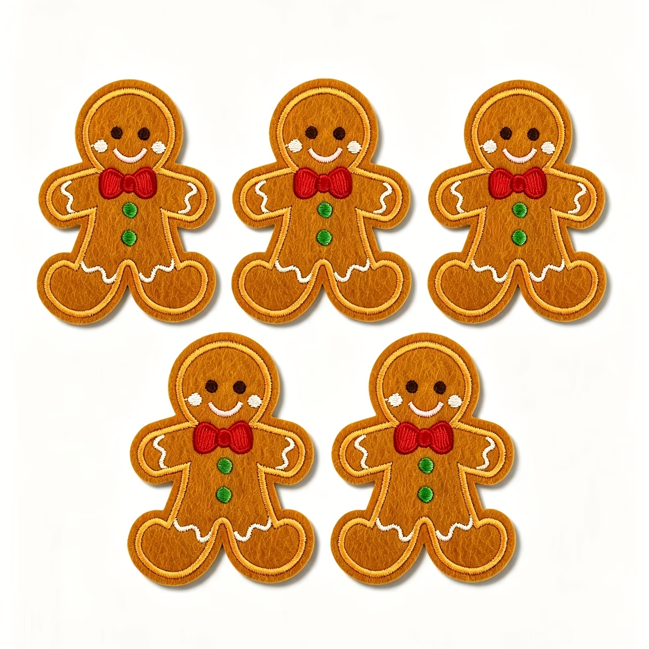 TEMU 5 parches bordados de hombre de jengibre navideño, parches de tela termoadhesivos con adhesivo de en caliente para planchar en ropa, pantalones,