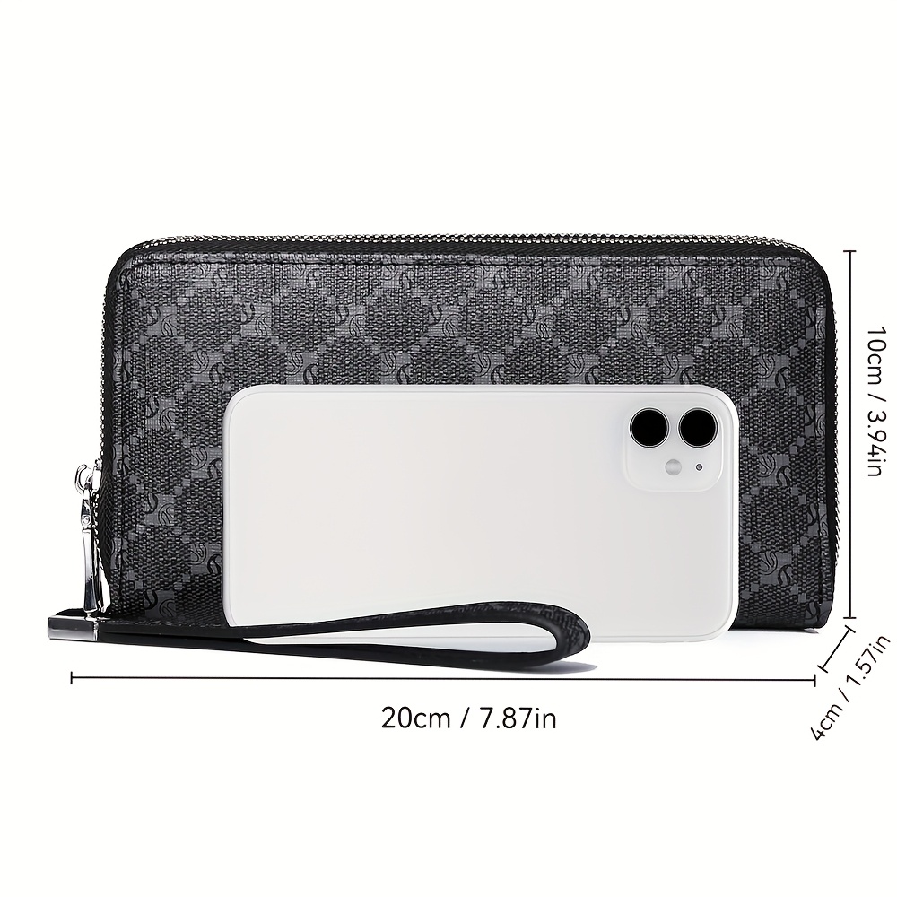 Image of Fashion Men's Long Clutch Bag, Simple And Elegant, Dual Zipper Design, Multiple Card Slots, Business And Casual Use