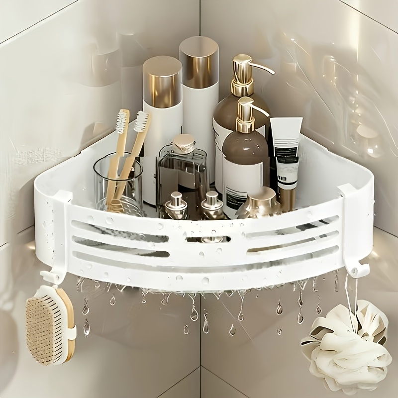 TEMU Wall-mounted Triangular Shower Shelf For Organizing Shampoo And Soap Without Drilling