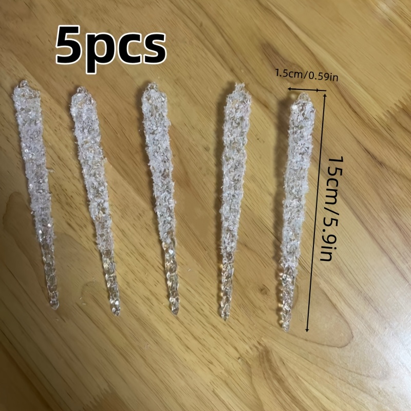 TEMU 5pcs Christmas Transparent Snowflake Ice Pillar Hanging Ornaments, 15cm Simulated Snowflake Ice Pillar Hanging Decorations, Acrylic Christmas