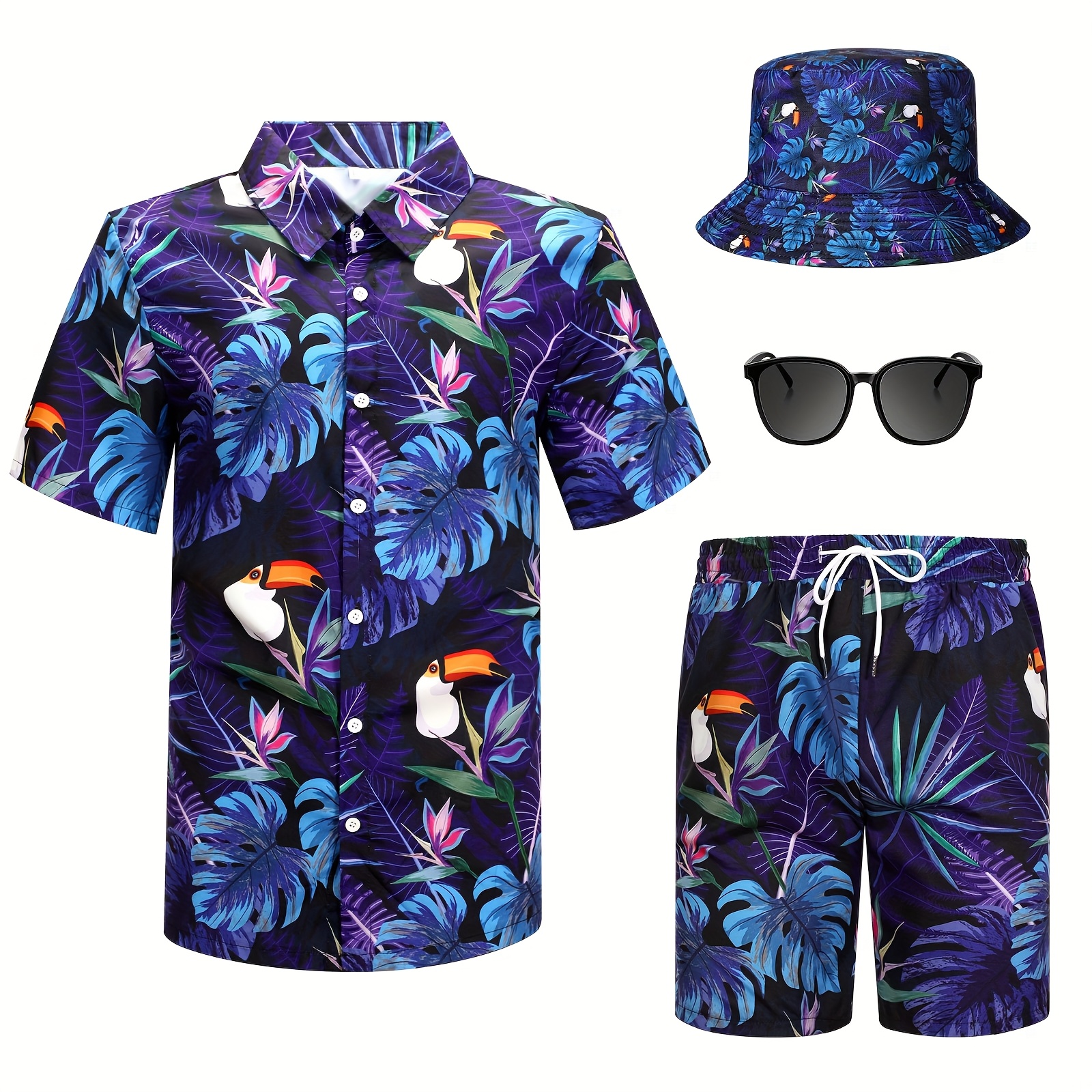 Camisa Hawaiana De Manga Corta Para Hombre, Casual, Con