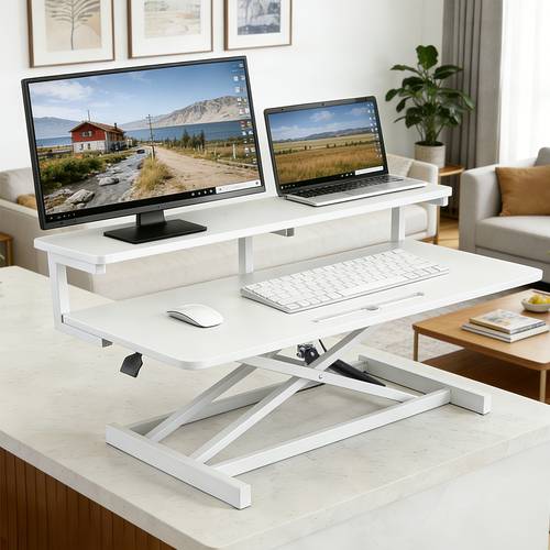 37in sit stand desk riser height adjustable 4 9 18 5in 30lbs load capacity standing desk converter white workstation riser for office home computer