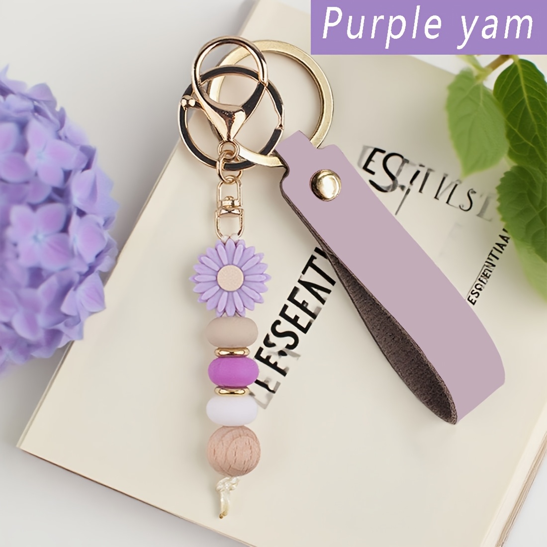 TEMU New Daisy Bead Keychain | Handmade Gift, Bridesmaid Present, Teacher's Day, Birthday, Graduation Gift | Chain, Silicone Pendant Design Suitable