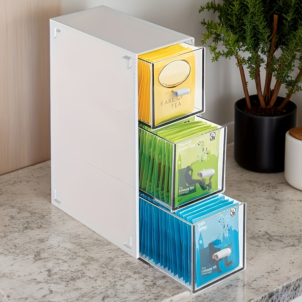 Image of Transparent Modern Plastic Drawer Storage Box With Front Panel - Multi-use Suitable For Cosmetics, Office Supplies, Small Parts - Space- Desk & Dorm Room Organization, Plastic Container
