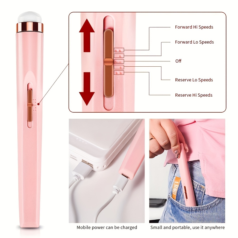 portable nail file electric nail drill with 5 attachment drill bits usb charge with led light adjustable   for manicure and nail kit care tool details 7