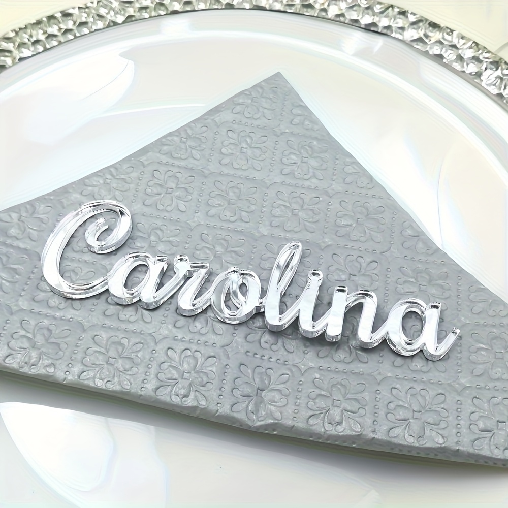 TEMU 1 tarjeta de acrílica personalizada - Tarjeta de asientos para invitados acrílica con espejo, corte láser con espejo, elegantes suministros para