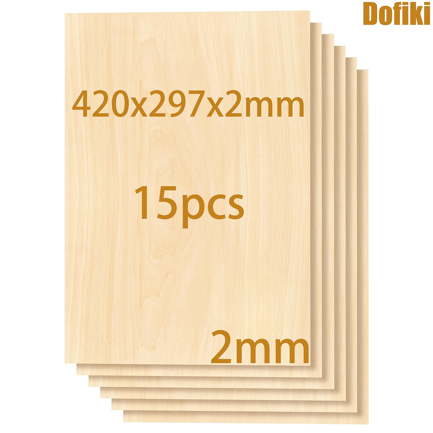 Dofiki 15 kosov lipove vezane plošče 420x297x2 mm, 2 mm neobdelana vezana plošča, za lasersko rezanje in graviranje, DIY barvanje lesene ploč