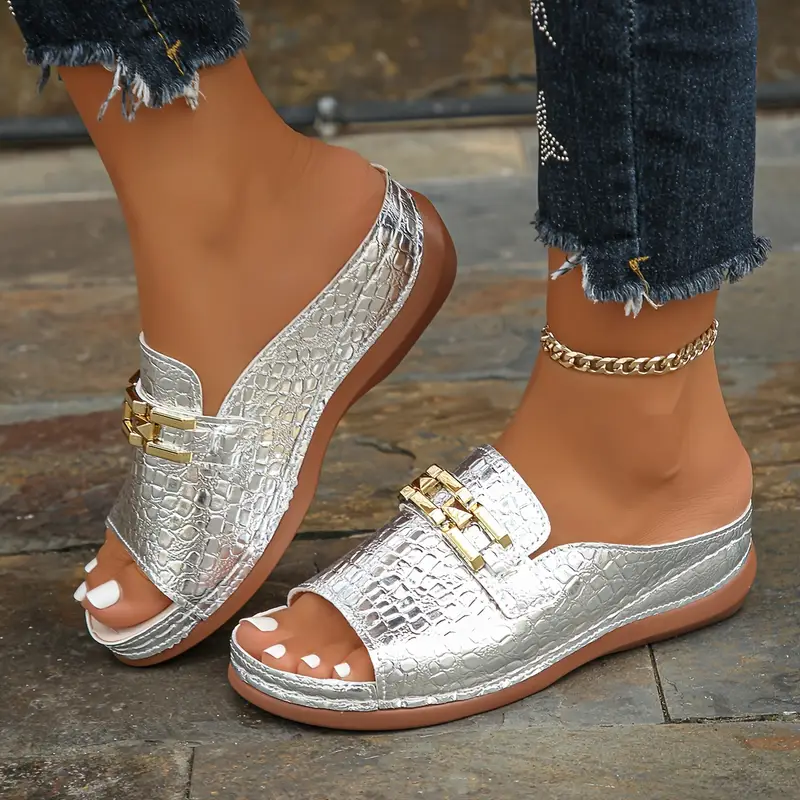 fashionable plus size thick soled sandals for women in sizes 36 43 summer pink slope heel ladies sandals are slip resistant and versatile ideal for wearing outdoors details 0