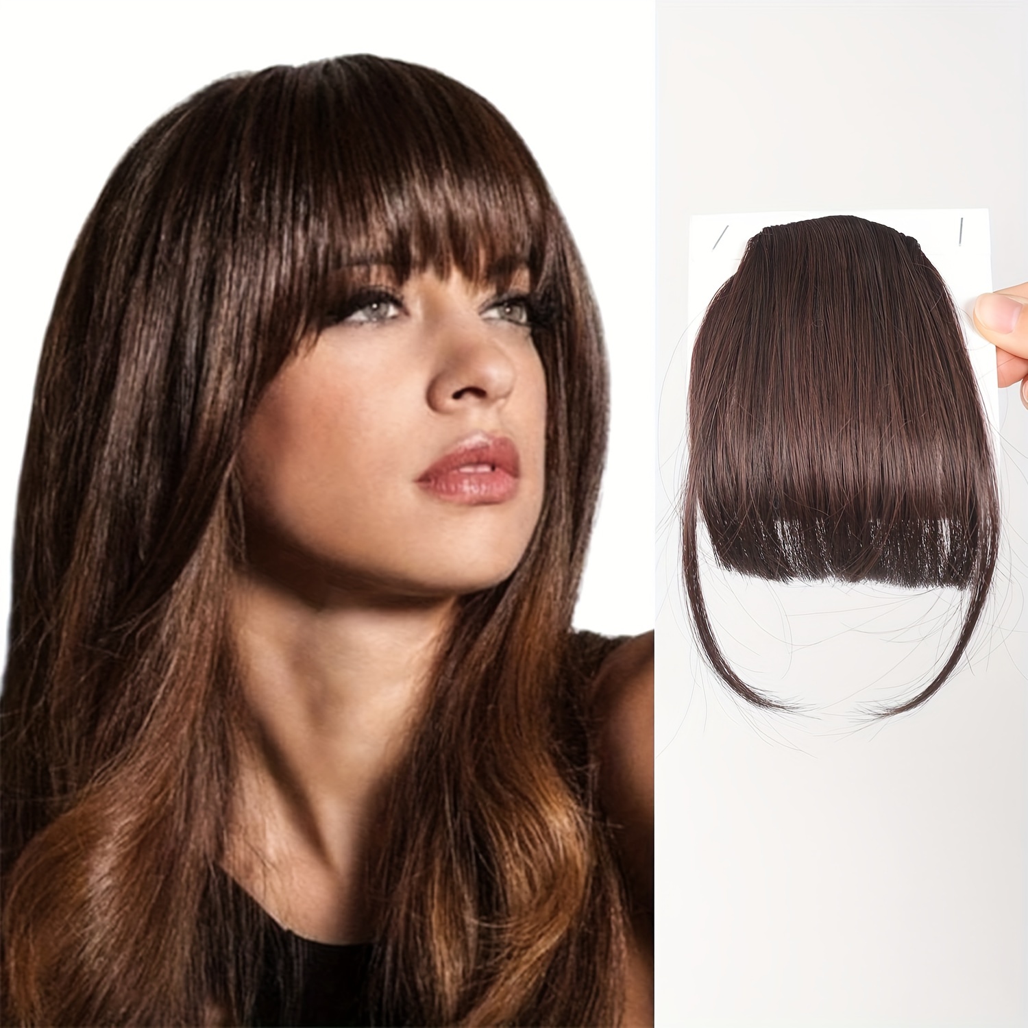 womens straight synthetic clip in hair bangs extension natural looking air fringe hairpiece invisible clip hair   7 5g basics style details 11