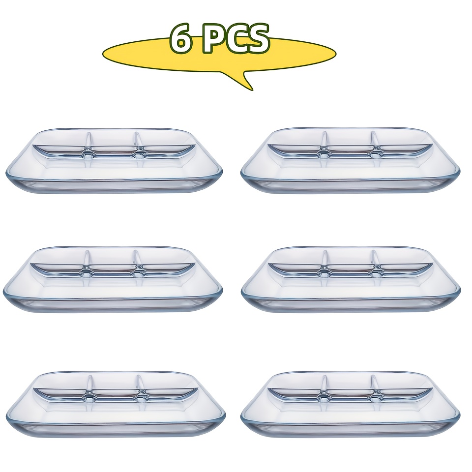 Glass Serving Platters With Sauce Dishes - Heat-resistant Meal Prep Trays For Steak, Salad, Grilled Meat, Noodles, Breakfast, And Entrees - Kitchen Serving Essentials, Thick And Durable