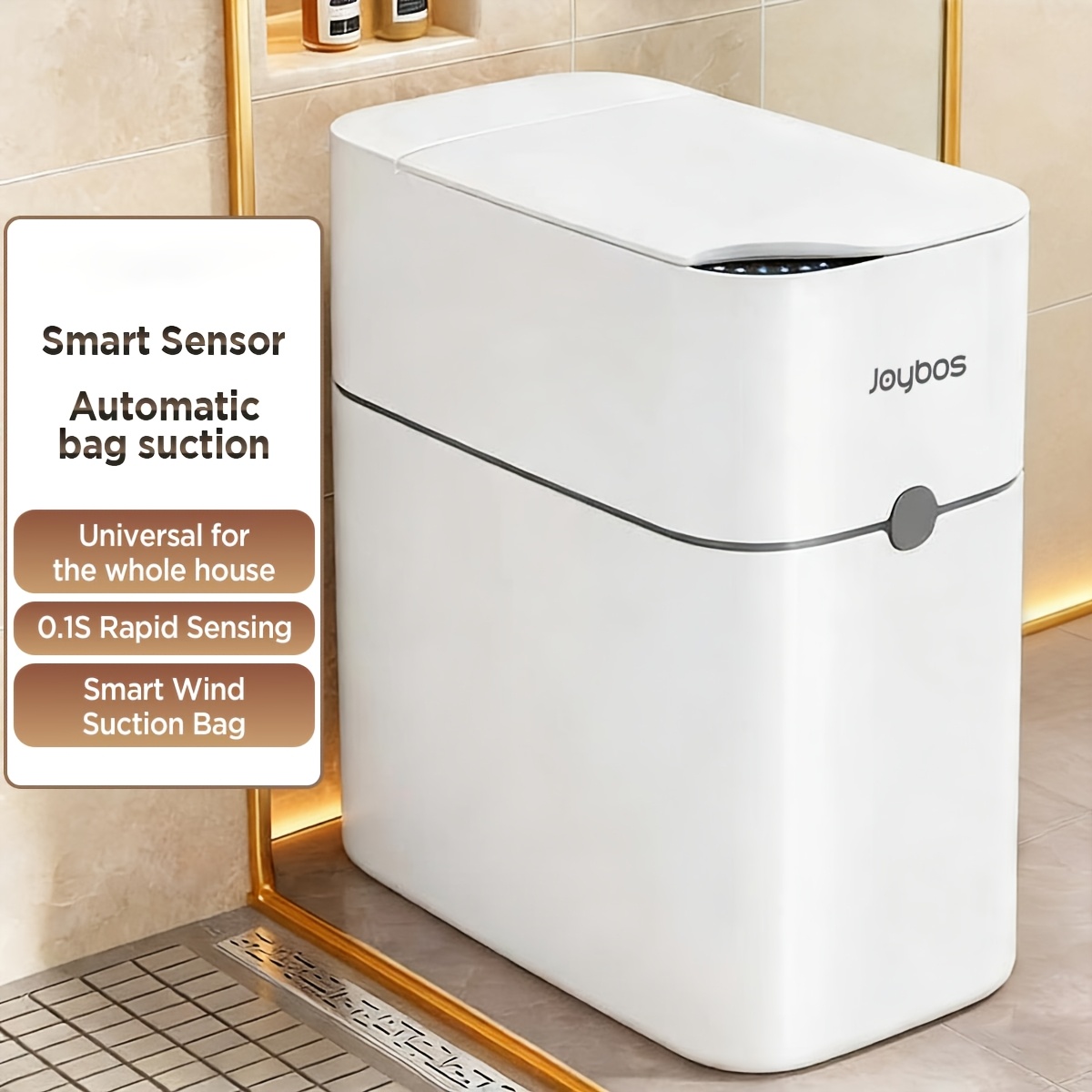 Image of 3.5 Gallon Touchless Smart Trash Can With Motion Sensor, Silent Closing Lid, And Odor-resistant Design - Slim And Space-efficient For Tight Areas In Bathrooms, Kitchens, Offices, And Bedrooms