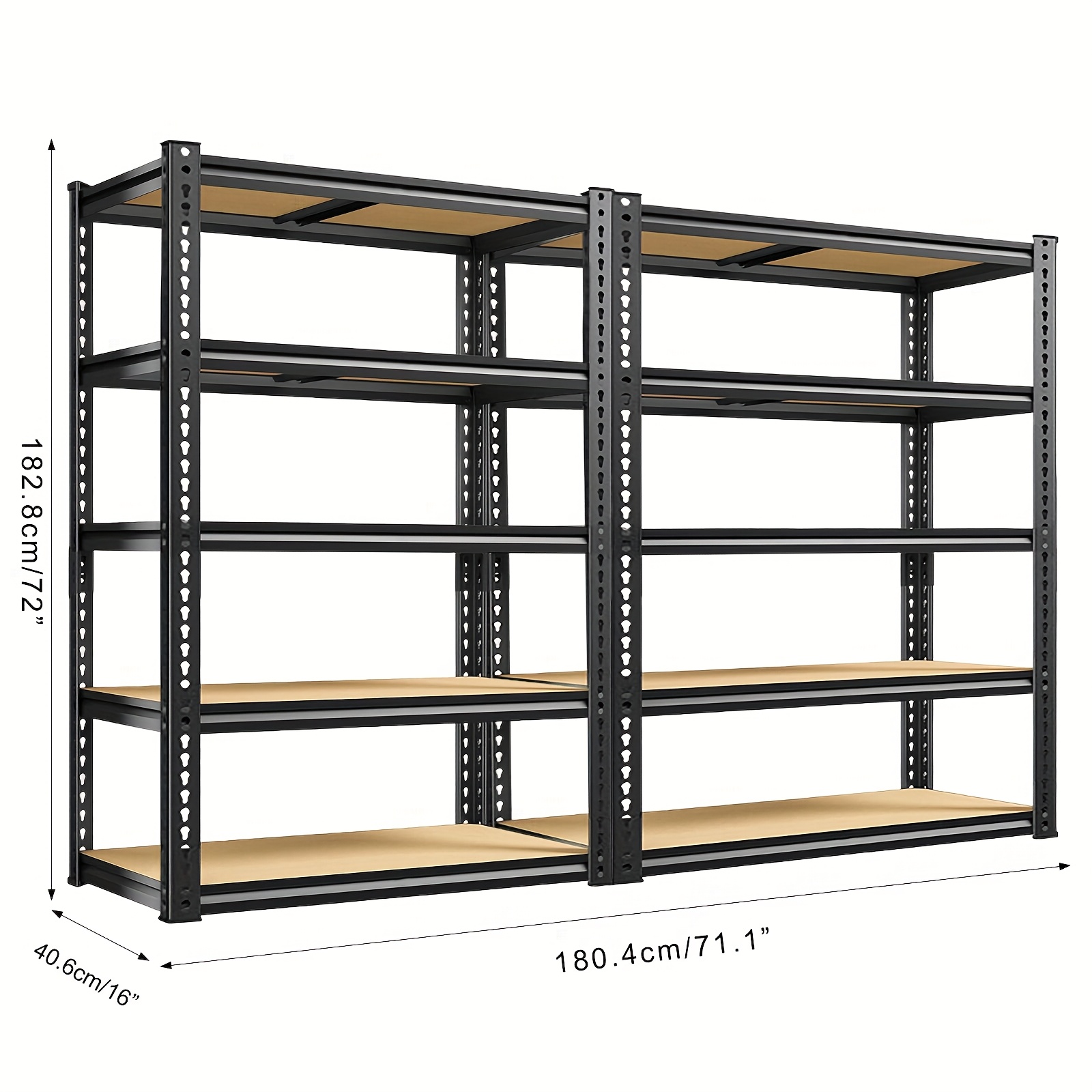Heavy Duty Garage Shelves - 2pcs | Extra Tall 72" Metal Storage Rack | 2000LB Capacity Shelf