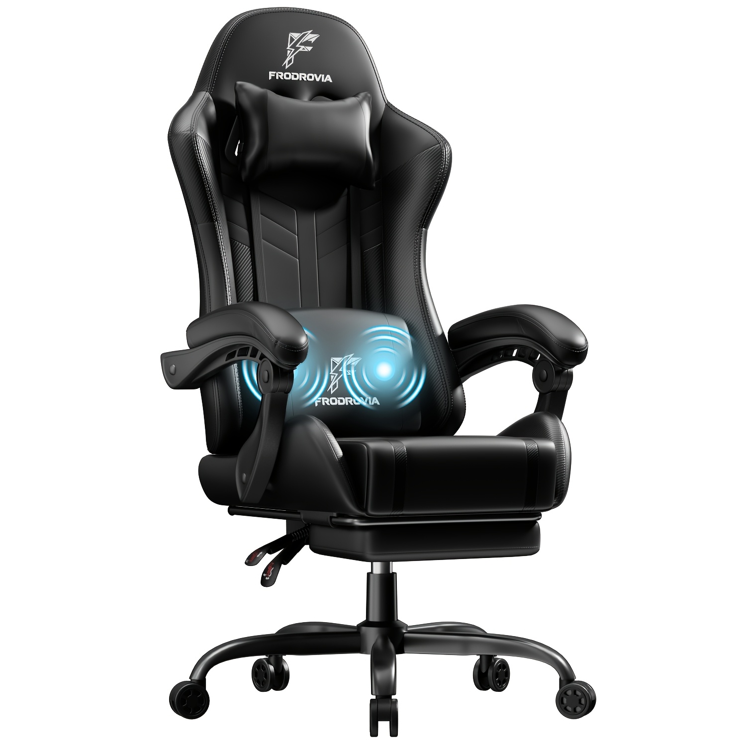 Image of Gaming Chair With Massage Lumbar Cushion, Ergonomic Computer Chair With Footrest, Headrest And Armrests, 135 Degree Reclining High-back Gamer Chair For Adults