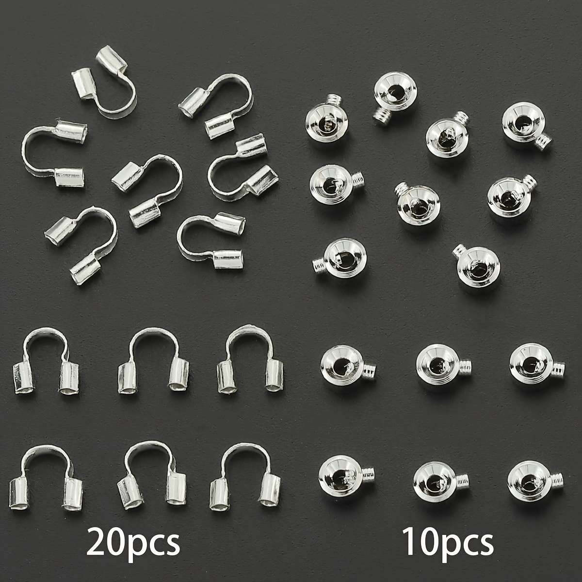 E-shop 30-teiliges DIY-Sprungring-Set, inklusive 10 Stk. echt vergoldete flache Positionierverschlüsse 20 Stk. U-förmige Verschlüsse,