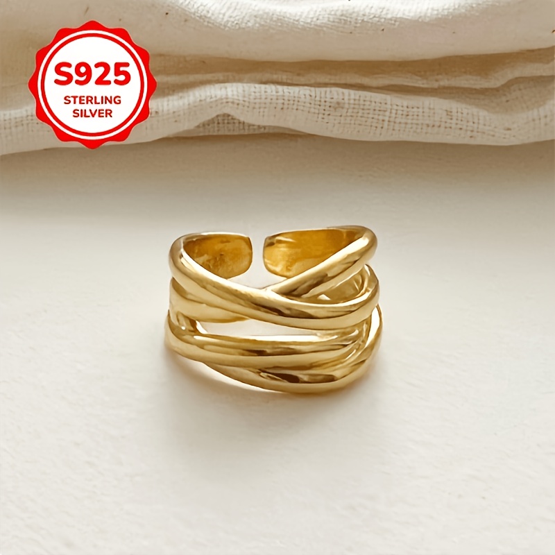 925 Sterling Silver Geometric Adjustable Ring