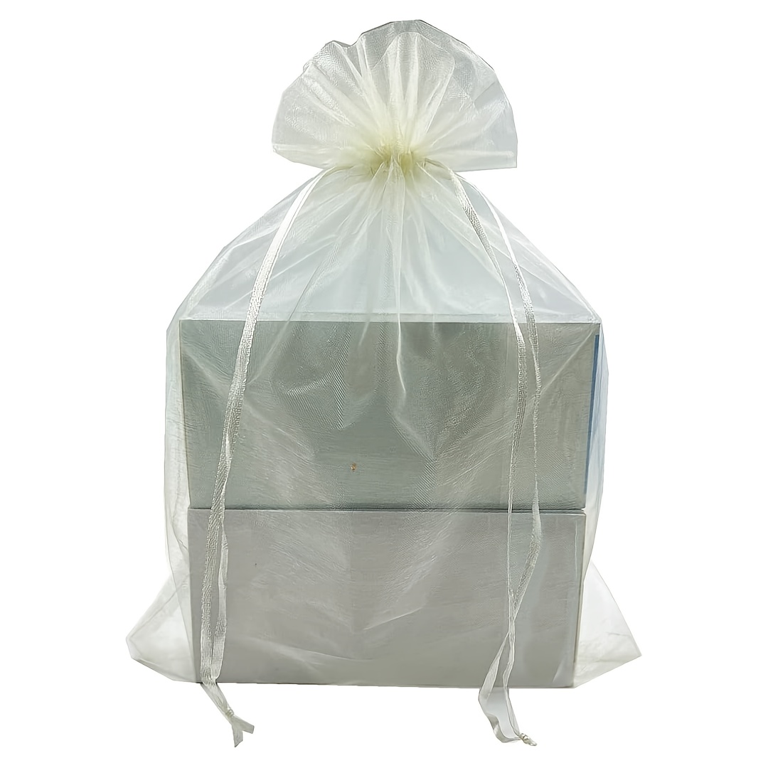 TEMU Sacchetto in organza beige 25X35 cm, sacchetto regalo, confezione da 10 pezzi