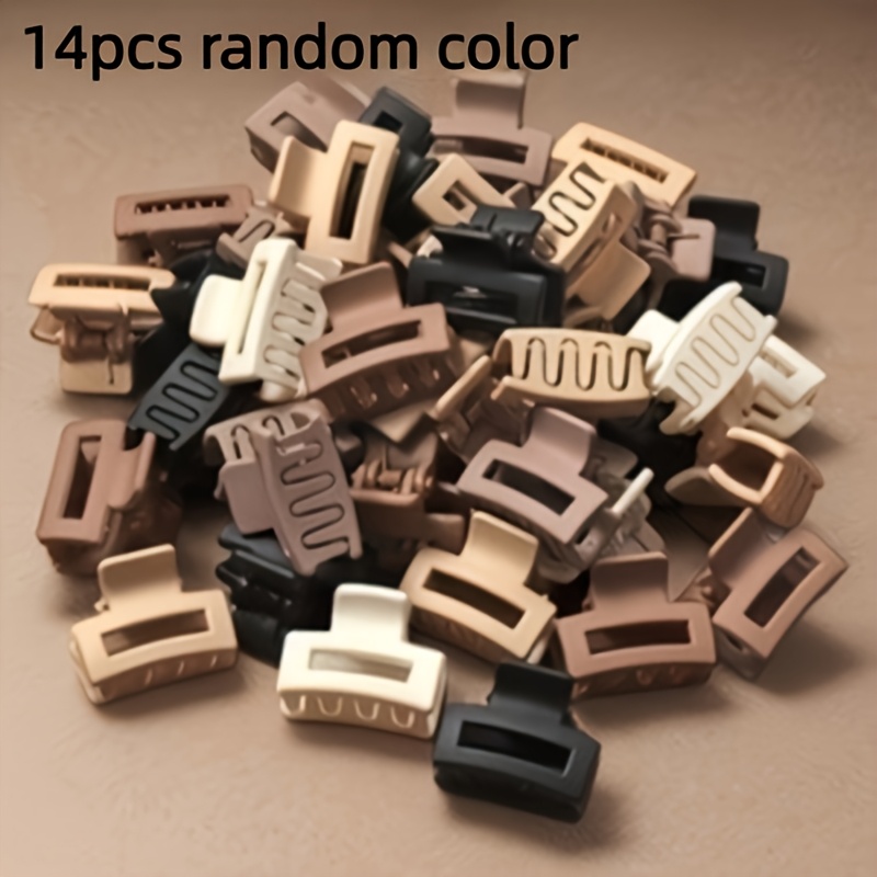 TEMU 14 Confezioni di Colori Casuali, Piccoli Forcine Rettangolari , Mini Forcine, Clip per Bordo Capelli da Donna, Mini Clip , Clip per , Uso , Clip