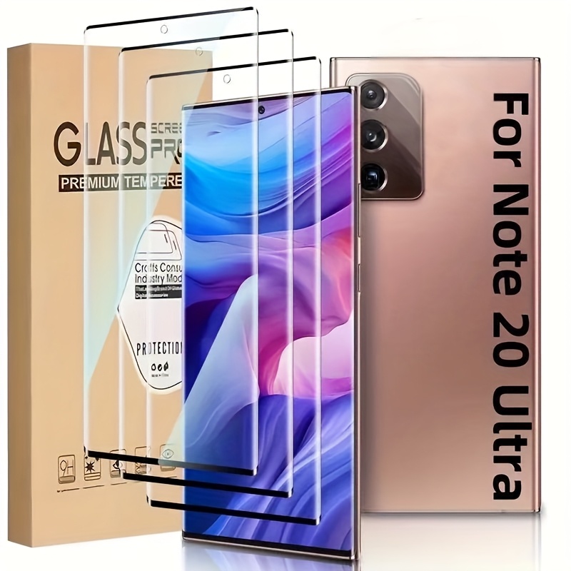 TEMU Pack de 3 Protections d'Écran en Verre Trempé 9D HD Transparent avec Fonction Déverrouillage par , Compatible for 20 Ultra, -, Bulles, 9H, Film