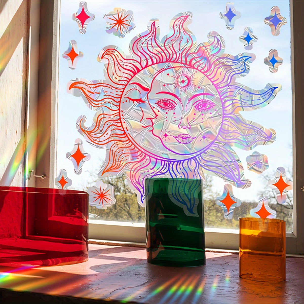 

Colorful Reusable Window Cling - Thick, Electrostatic Pvc Glass Decal For Home Decor