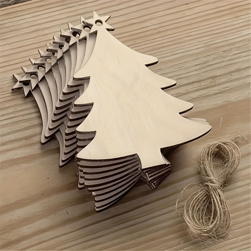 

20pcs Wooden Christmas Pendant - Diy Wood Crafts For Snowman Decorations