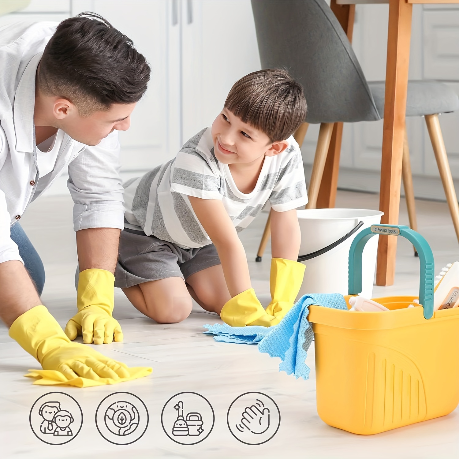 

Detachable Cleaning Set For Kids: Toy Sweep, Mop, And Dustpan