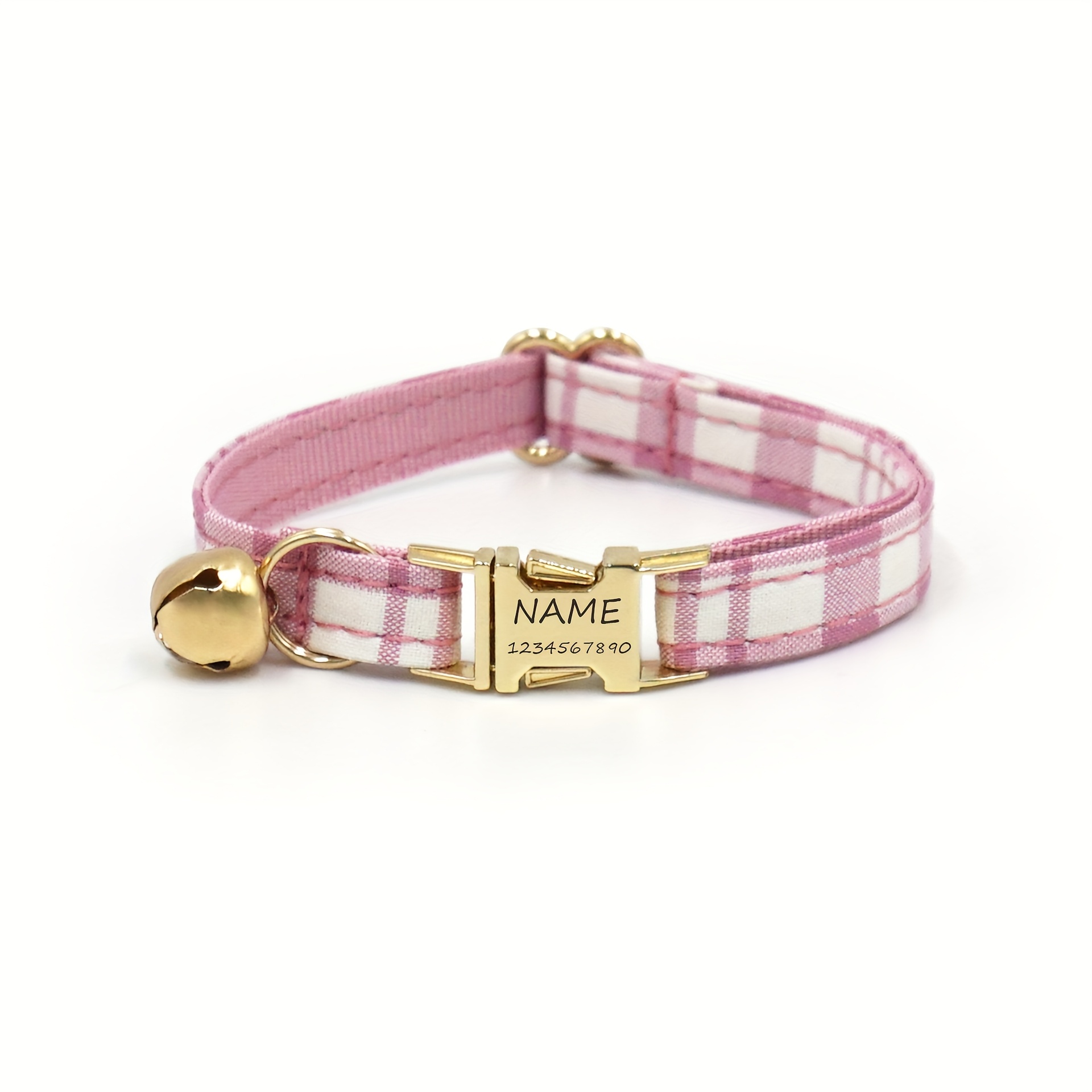 TEMU Personalized Cat Collar For Pets - Durable Adjustable Pet Neckband & Nameplate, Engravable Id Tag, Anti-choke Strap, Stylish And Safe Design For