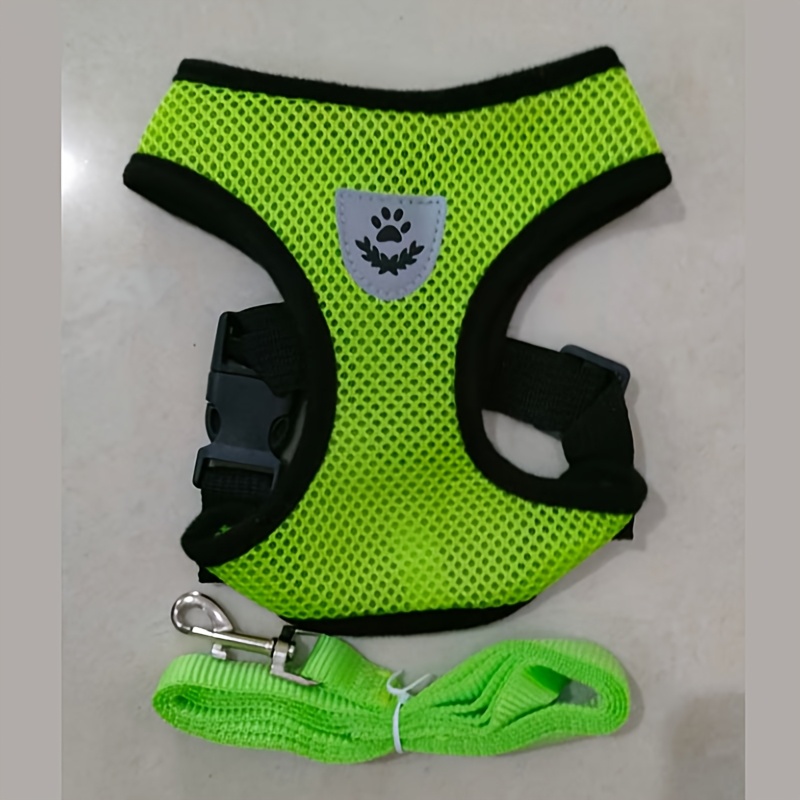 TEMU Gilet Riflettente per Animali Domestici a Forma di Pettorina, Set Pettorina in Rete e Guinzaglio, Pettorina per Cani in Rete Traspirante