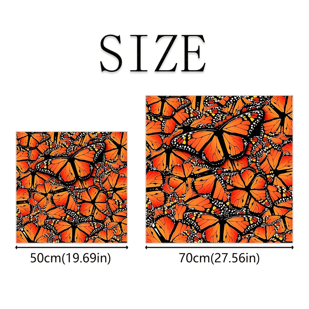 TEMU 1pc Foulard Carré Décoratif Tendance Motif Orange, Motif Vintage, Style Naturel, Doux et Durable, Foulard de Cou Imprimé Simple Face, Foulard