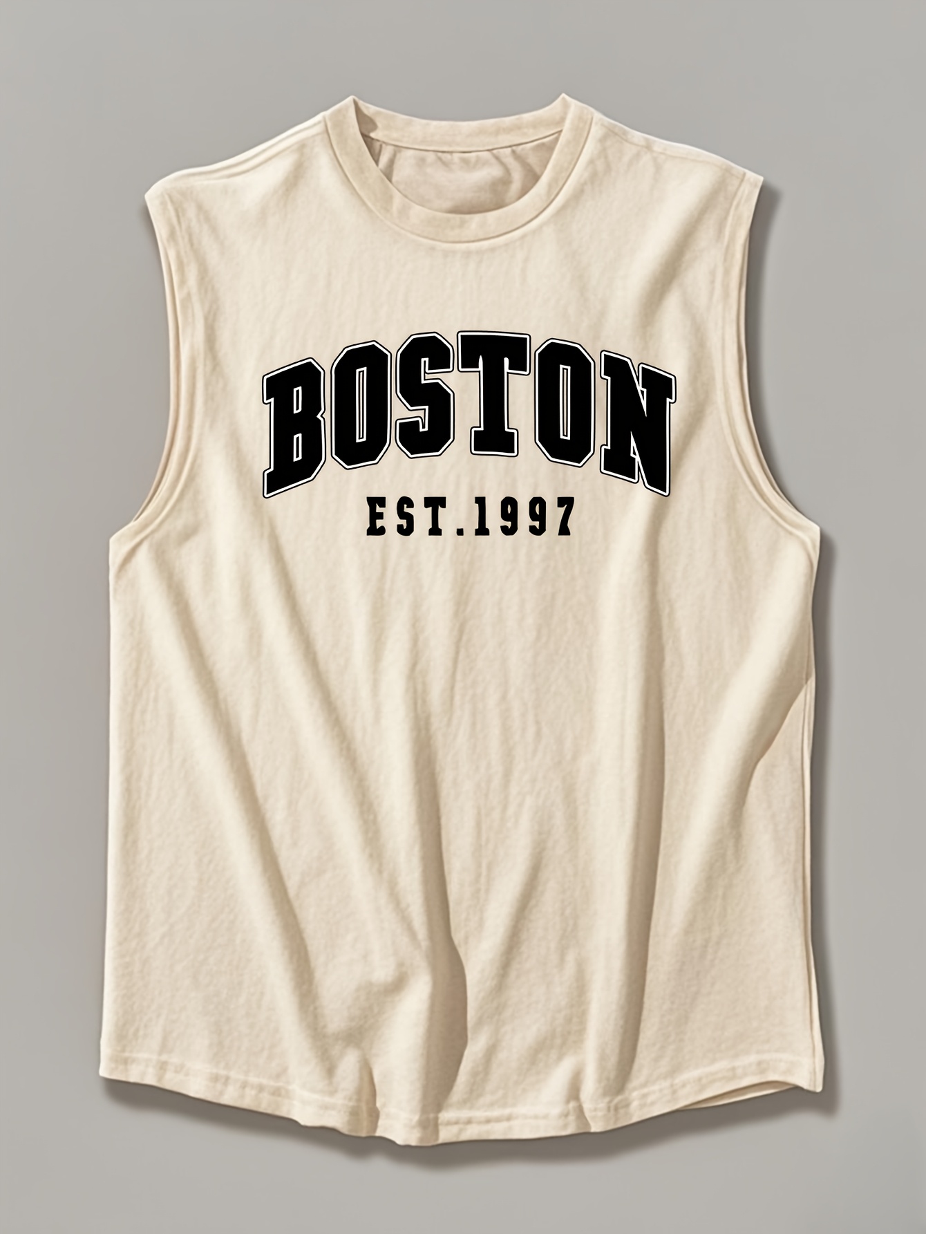 OBM Same Bond Men's Sleeveless Athletic Tank Top with Boston EST. 1997 Print - Black & Golden, Regular Fit, Machine Washable, All-Season Workout & Casual Wear, Sports Apparel, Sporty Look, Nontransparent Fabric