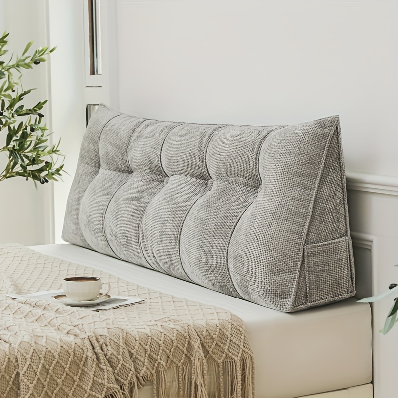 1pc Casual Chenille Bed Headrest Pillow, Tufted Design, Zipper Closure,  Hand Wash Only, Woven Polyester Back Support Cushion for Back