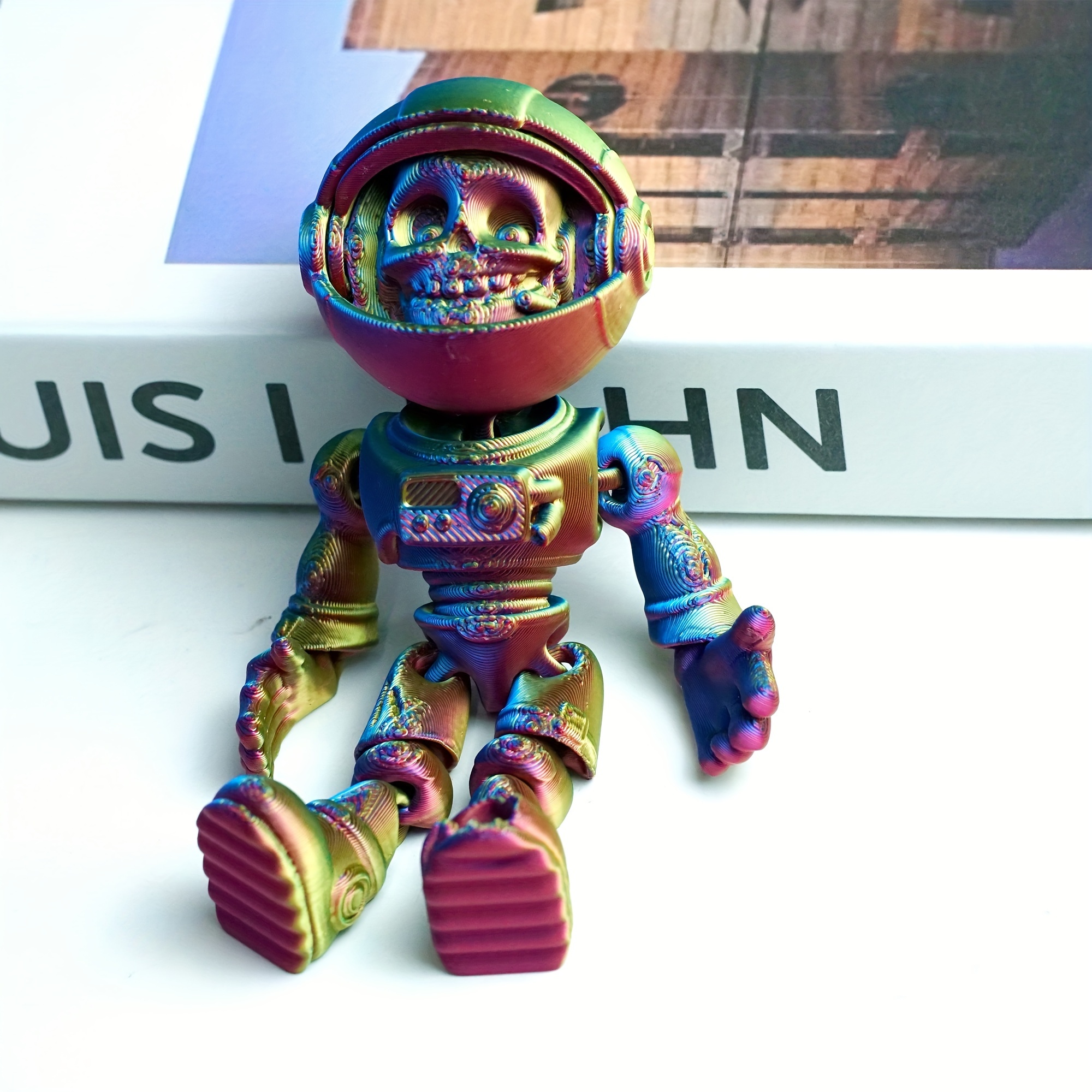 

3d Printed Astronaut Skeleton Figurine - Articulated , Desk & , Ideal Christmas Or Halloween Gift