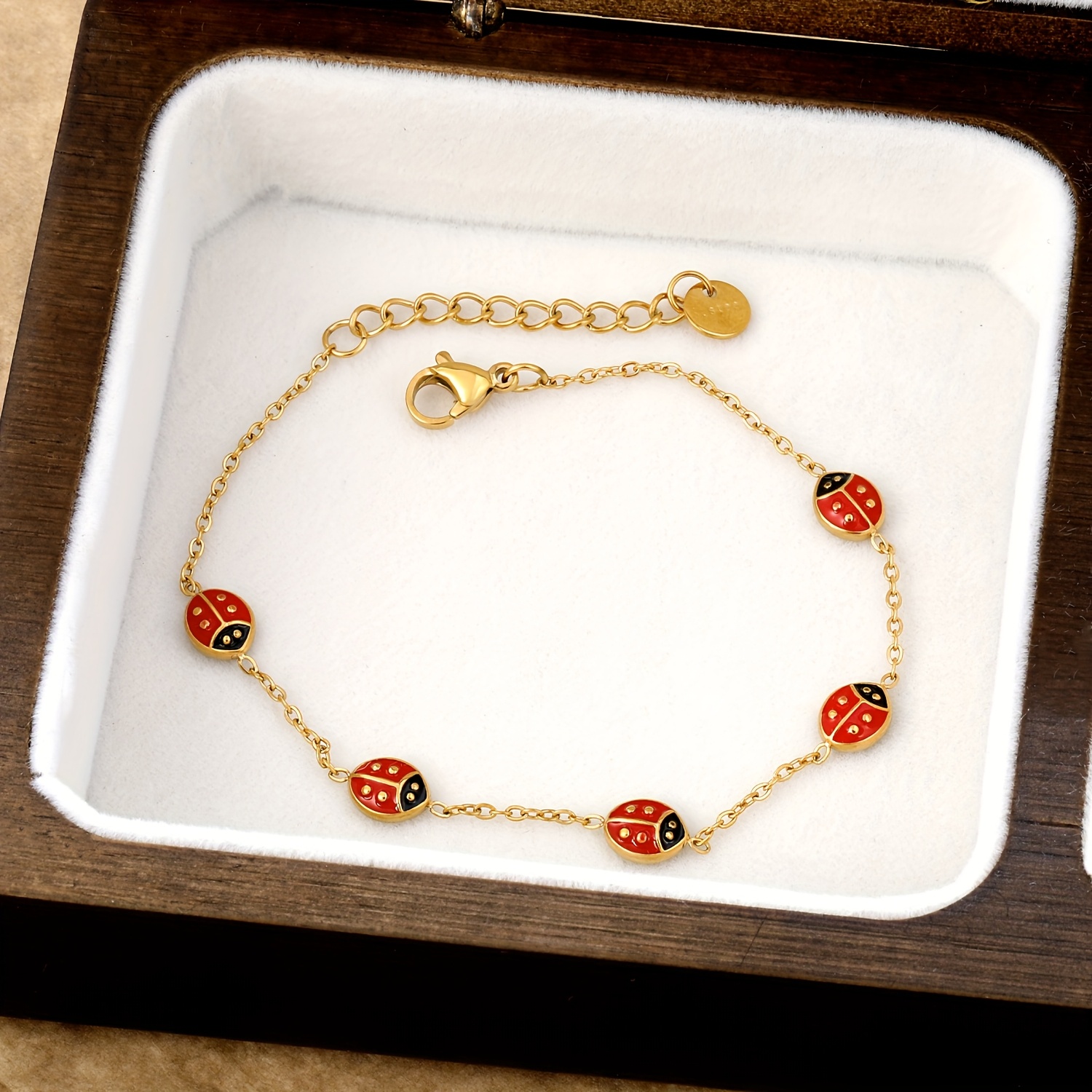 Women's Minimalist Beetle Enamel Bracelet, Waterproof