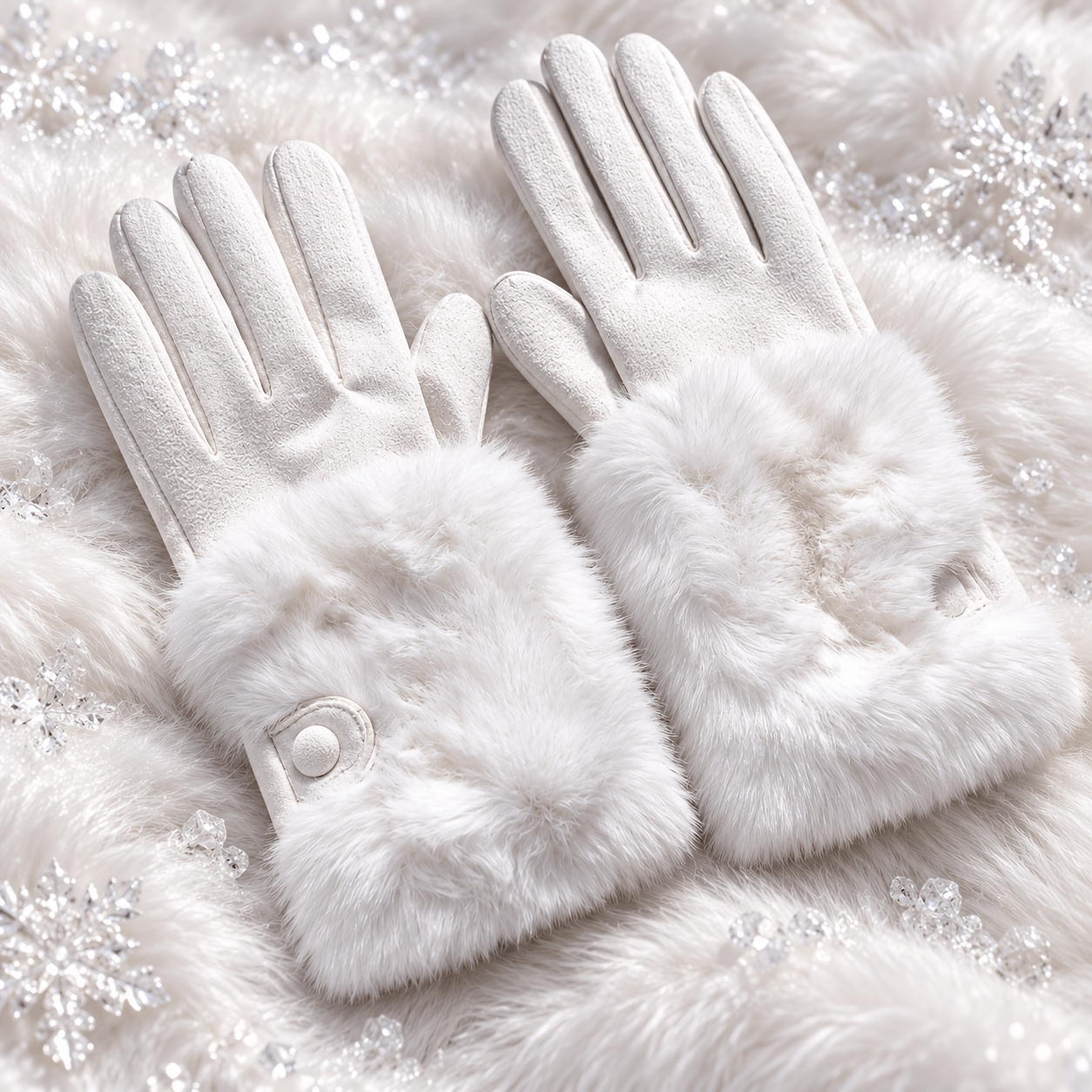 TEMU Touchscreen Thermal Gloves Suitable For , Plush Design & Split-finger For Phone/social Media Use, Non-elastic Touchscreen Compatible Gloves For