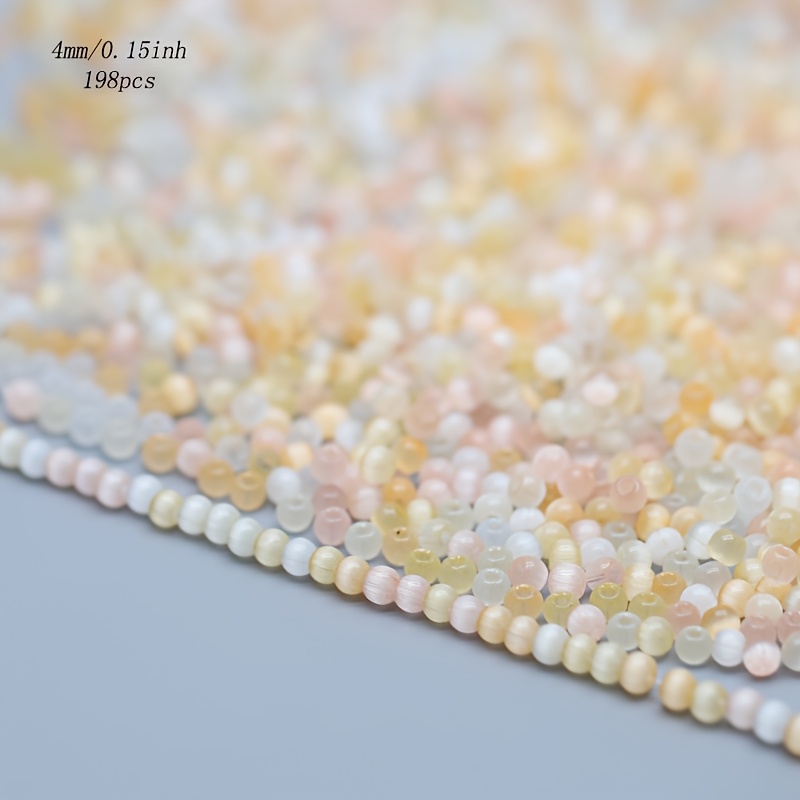 198pcs Mixed Color Glass Cat Eye Beads for Jewellery Making