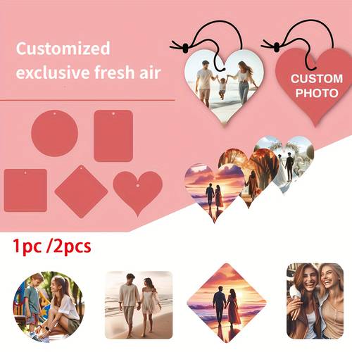 customized 1pc 2pcs personalized car air fresheners double sided photo printing image printed air fresheners suitable for wardrobe bathroom and decoration heart shaped christmas gift car pendant