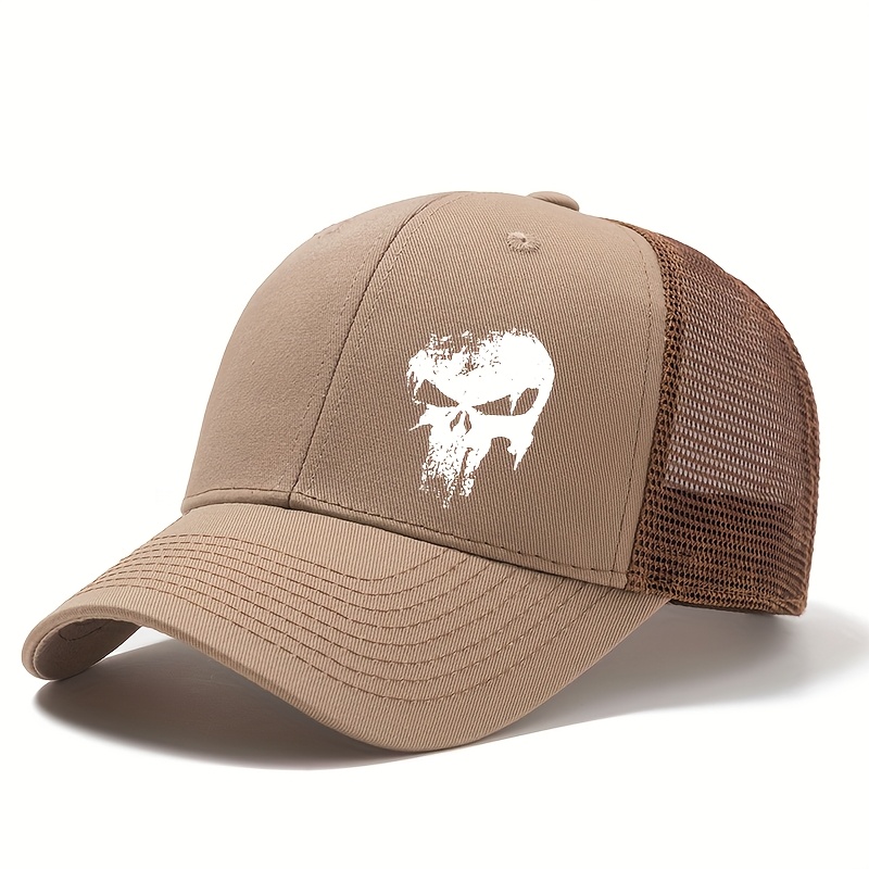 TEMU Casquette de baseball unisexe à tête de crâne imprimée, taille ajustable, été, extérieur, respirante, bord incurvé, casquette de , convient pour