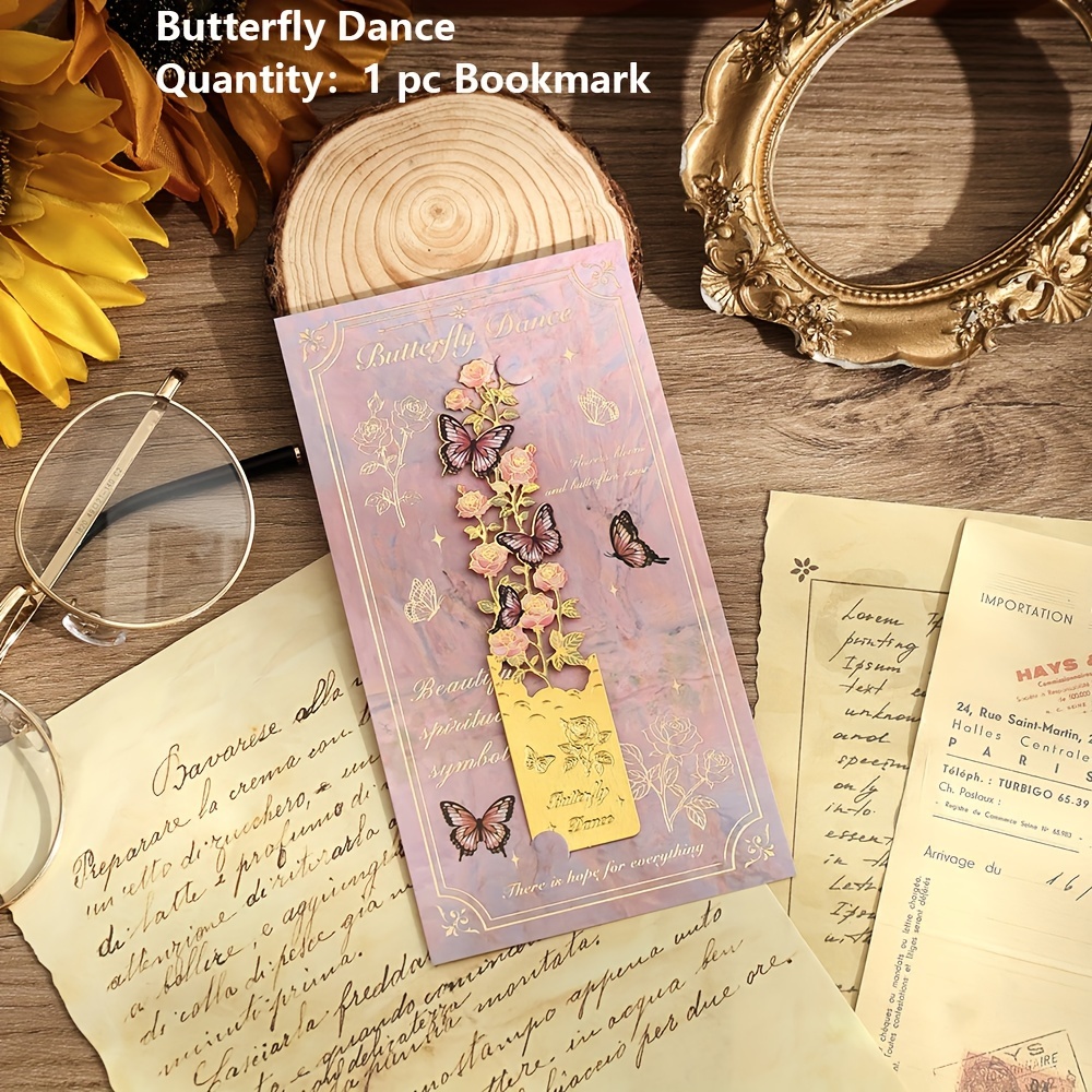 Image of 1 Vintage- Bookmark Featuring A Pink Rose And Design, Perfect As A Creative Gift For Students, Writers, Teachers, And Book Lovers. Ideal For Birthdays And Book Club Gatherings
