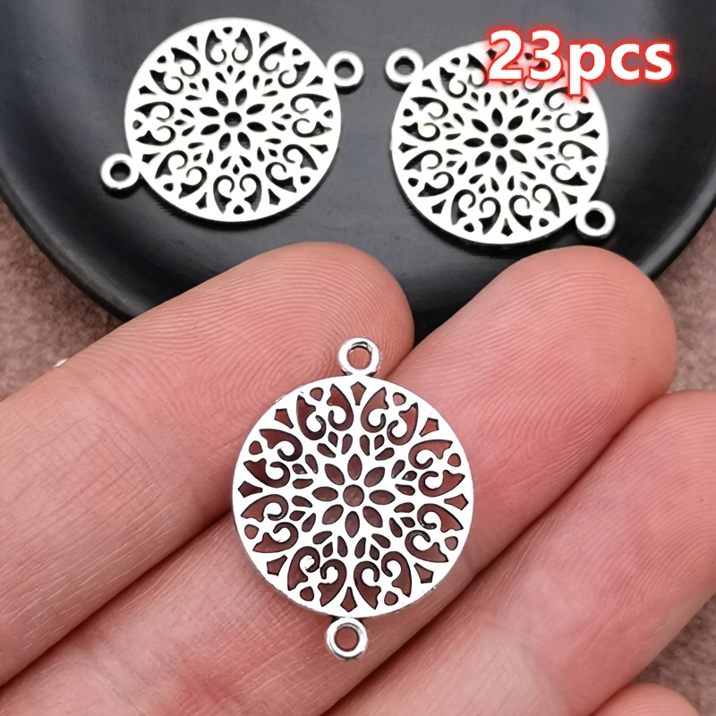 TEMU 23pcs Breloques Connecteurs Floraux Vintages Ajourés, Collier Boucles d'Oreilles Sac Pendentif, Style Bohème, Breloque de Téléphone, Accessoire
