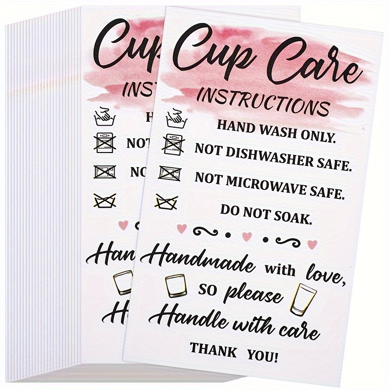 

Care Cards 3.5x2.1 Inches - Care Guide Insert For Tumblers & Mugs, Small Business Packaging Inserts, Vibrant Style - , , Good Luck , Suitable For Anyone, English Language