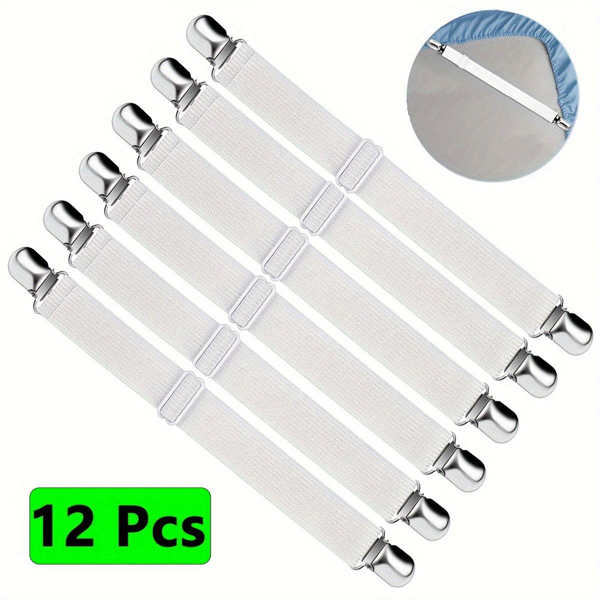 Bed Sheet Fasteners, Adjustable Sheet Straps Heavy Duty Bed Sheet Grippers Suspenders For Mattresses Fitted Sheets Flat Sheets, White