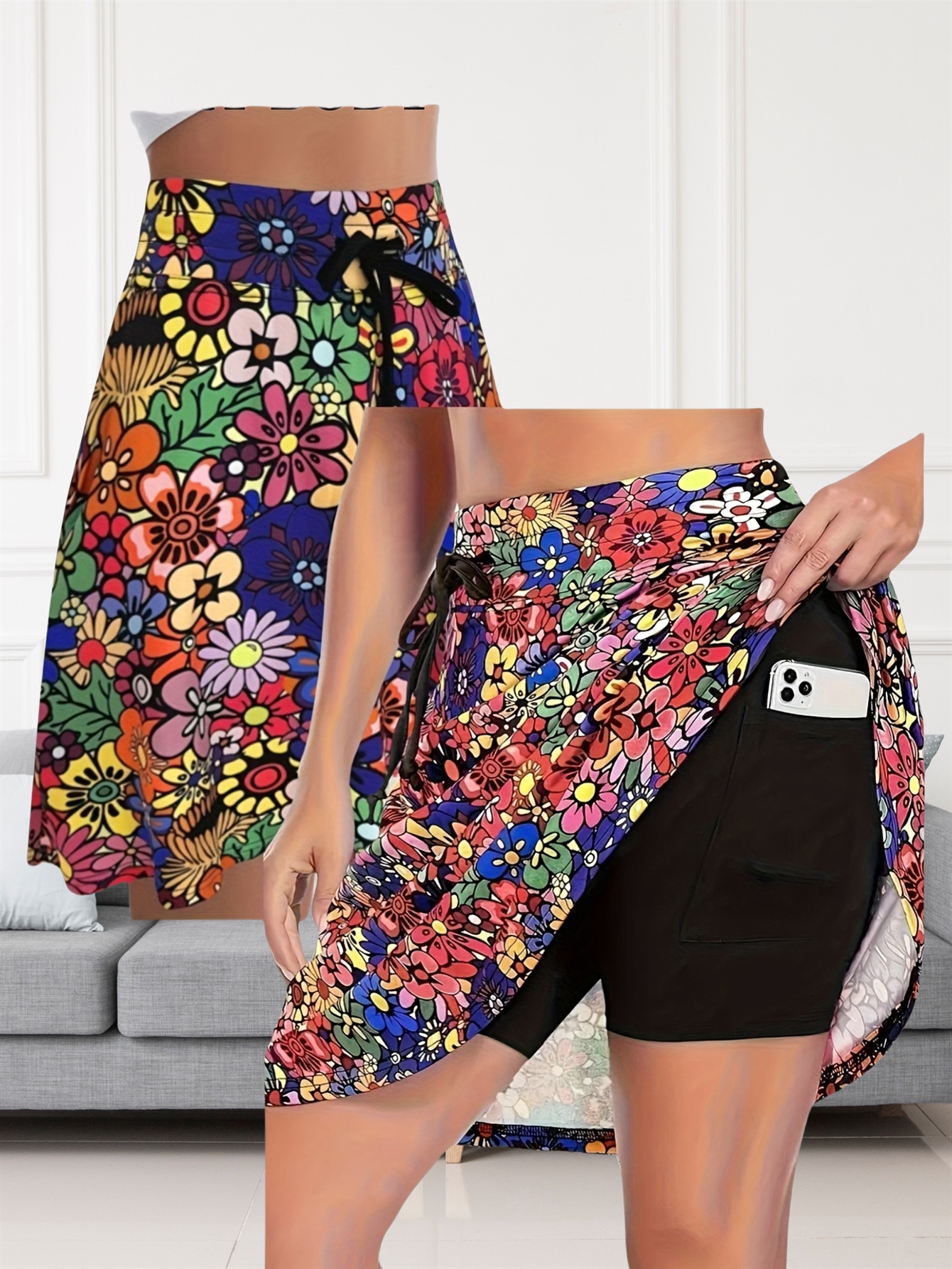 Graphic Golf Skort Skirts For Women Knee Length Skorts With Pockets Split  Hem Athletic Skirts Sizes S-2XL Ladies Drawstring Athletic Shorts Stretchy P