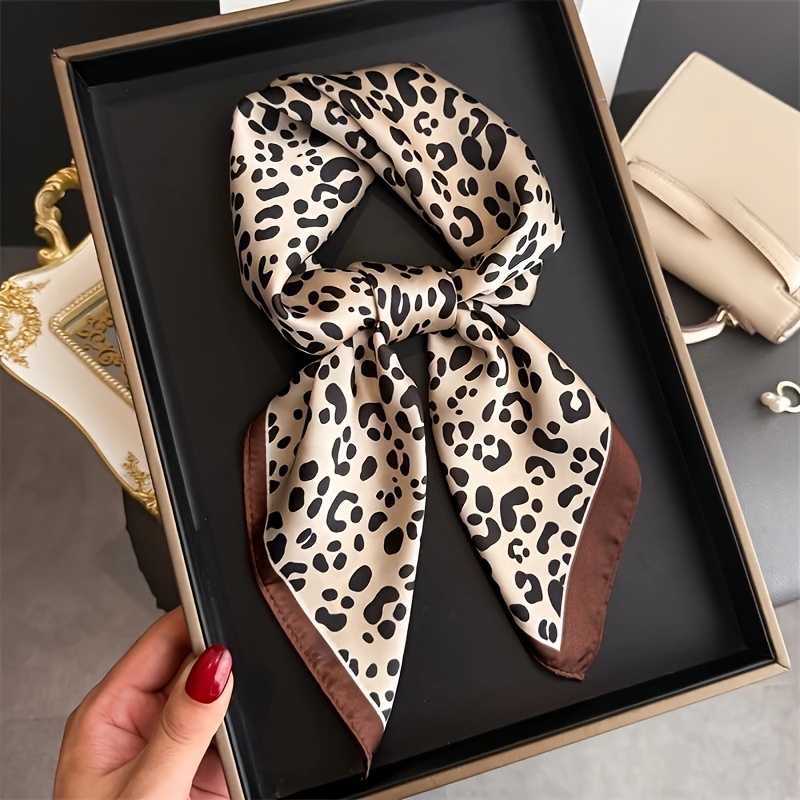 Image of Leopard Scarf Made Of Material, Featuring A Smooth Texture Lightweight And Breathable