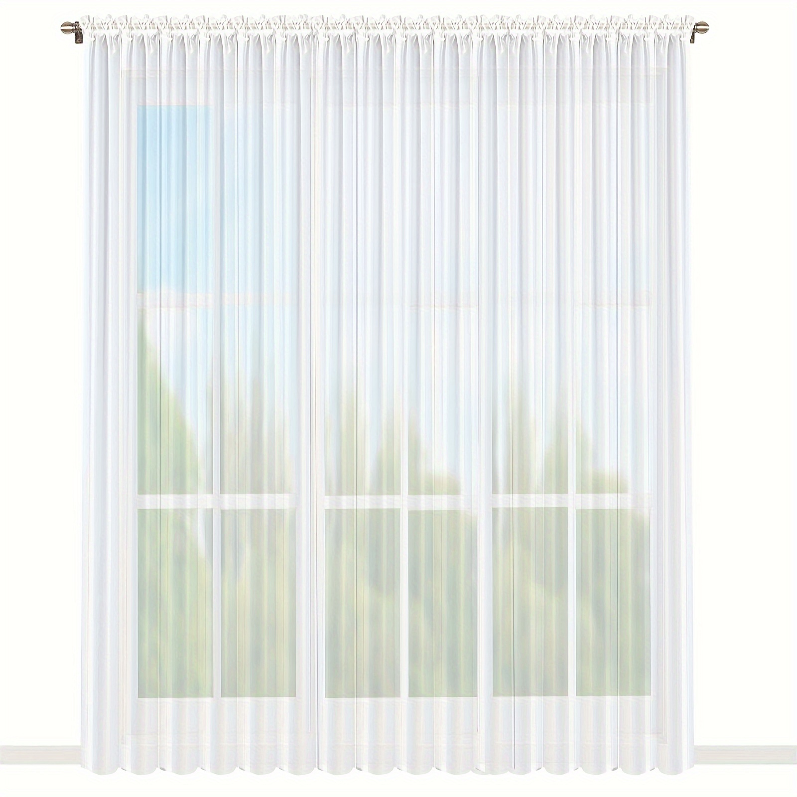 1set Room Divider Chiffon Sheer Curtains For Bedroom Living Room