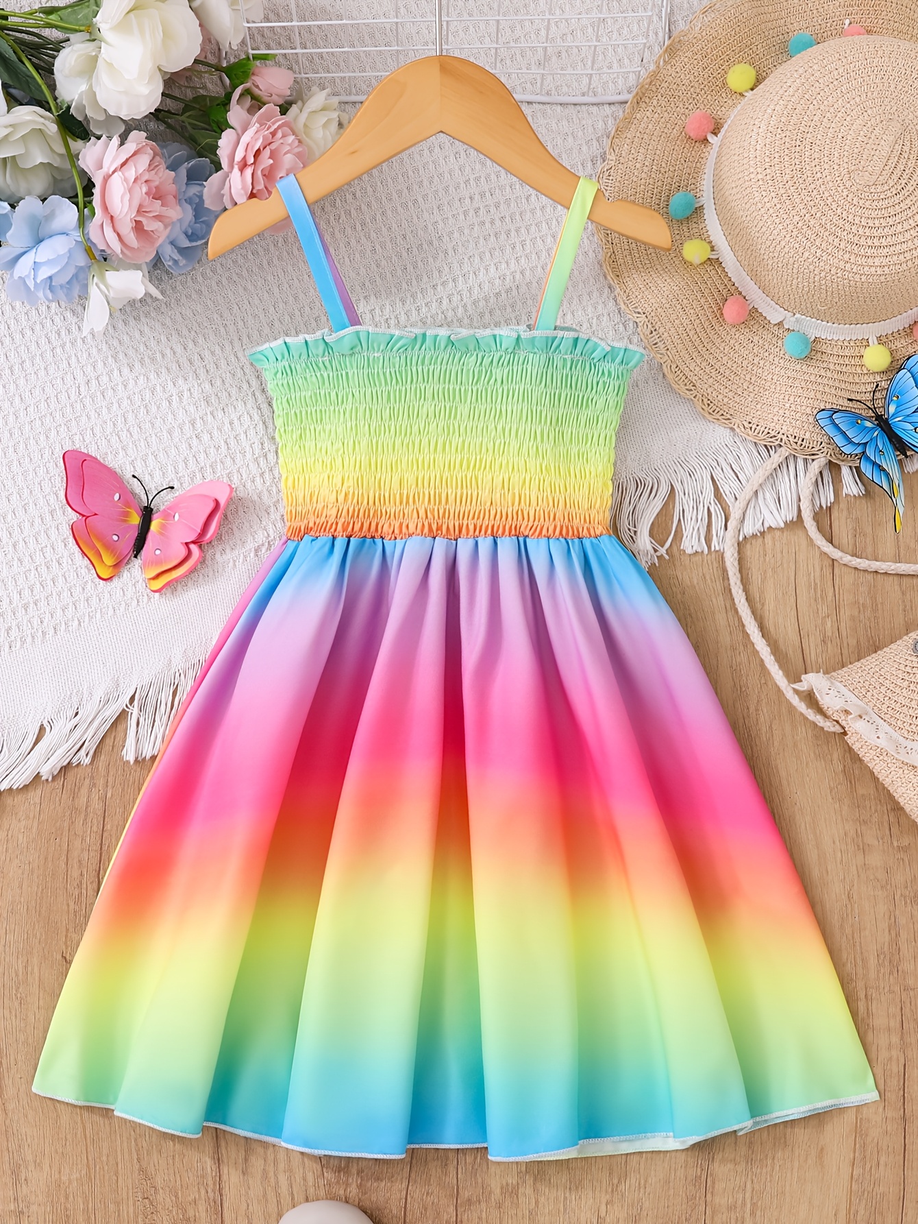 a cute rainbow patterned sleeveless dress girls perfect - Temu Saudi Arabia