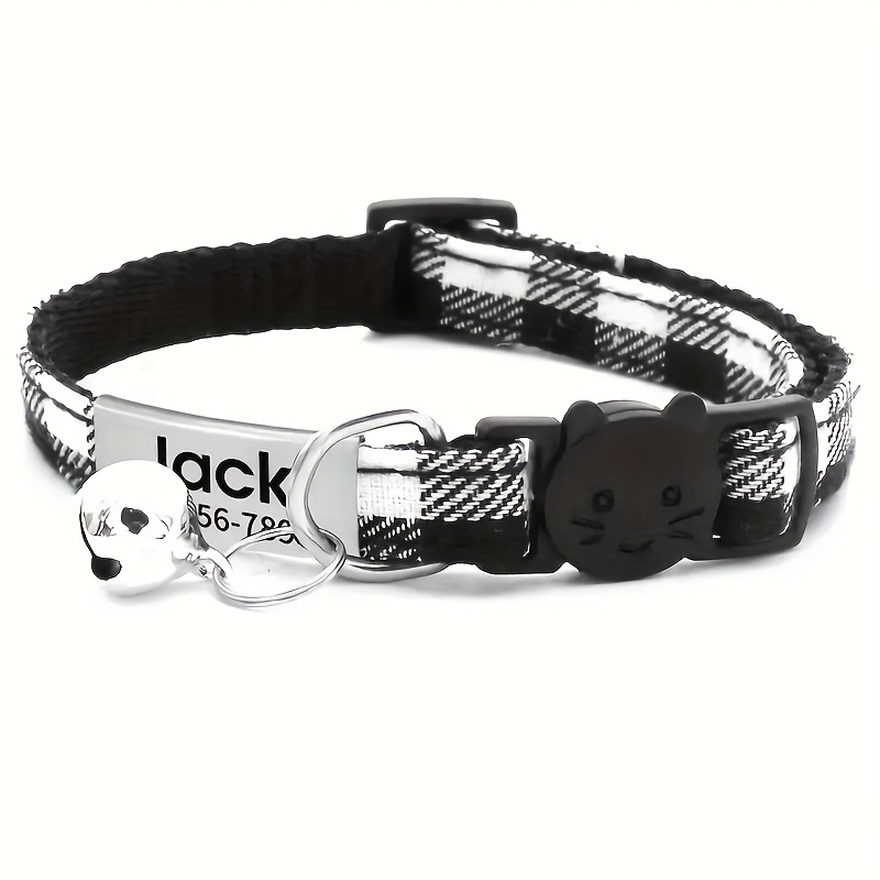 TEMU Personalized Pet Collar With Nameplate, Customizable Cat Id Tag, Adjustable Dog Collar - Ideal Gift For Small Dogs And Cats, Polyester Outdoor
