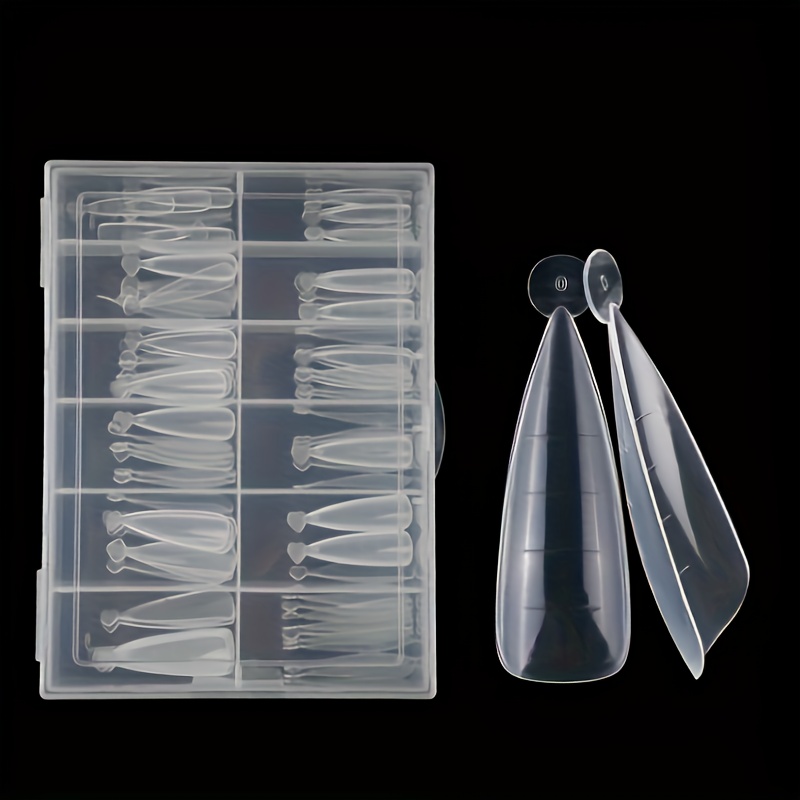 

120 Pcs Almond & Ballet Nail Forms, Clear Acrylic Nail Extension Guide, Full Scale With Case, Professional Nail Art Tool Set For Almond/ballet Shaped Extensions