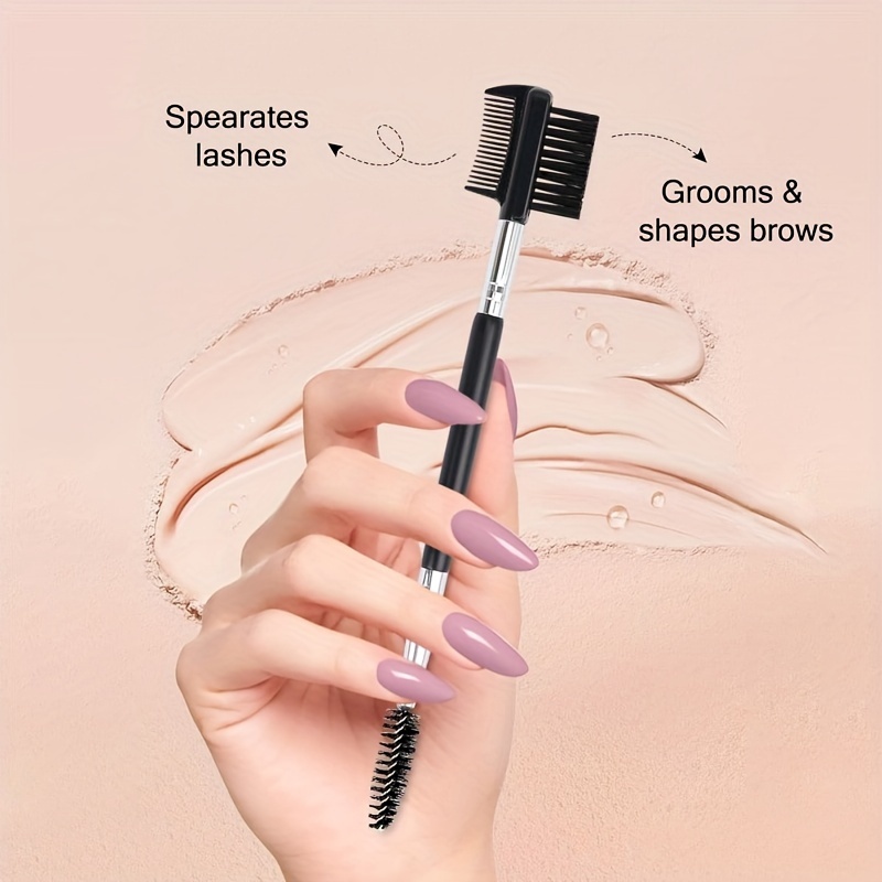 

Eyebrow & Lash Brush Set, Dual-headed Makeup Tool, Paraben-free, Abs Handle, Suitable For Normal Skin, Palm Brush Form With