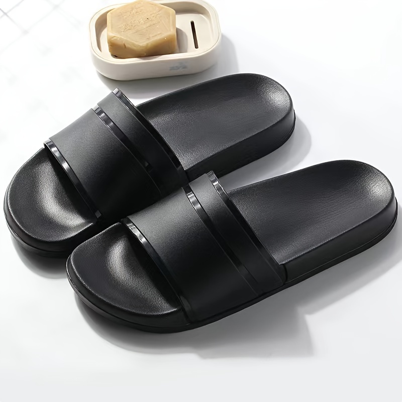 

Unisex Solid Colour Open Toe Breathable Slippers, Comfy Non Slip Casual Soft Sole Slides For Men & Women